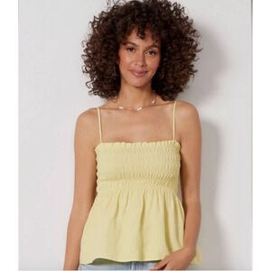 EVEREVE Cloth & Stone NWT Smocked Linen Tank in Yellow // S